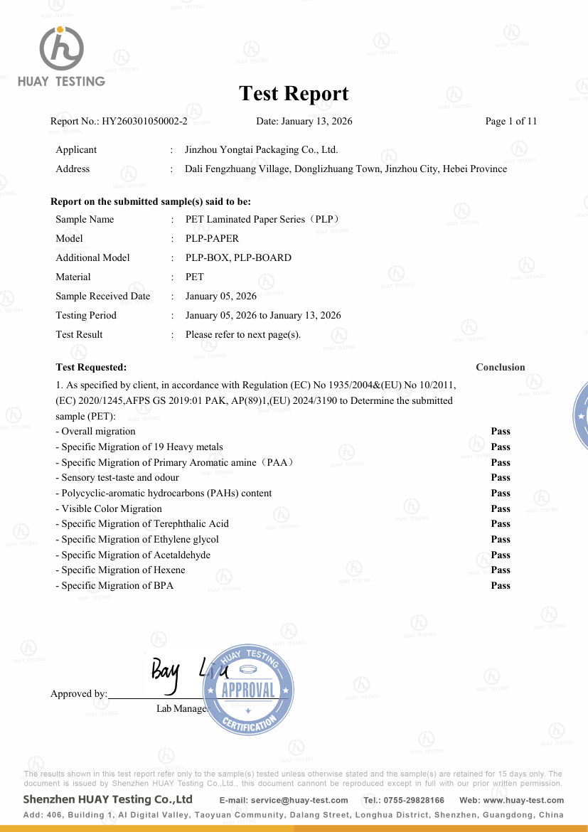 EU food-contact test documentation